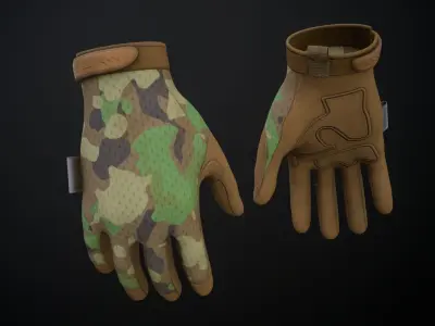 Tactical Combat Gloves 04 Low-poly 3D model
