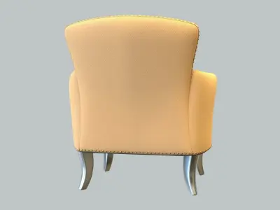 Vintage Chair Camel Wool Upholstery Zinc Legs 3D model