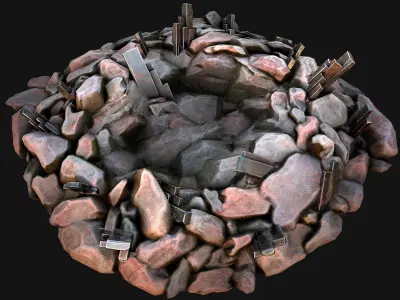 Silver Ore Metal Deposits for Mine Low-poly 3D model