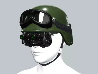 SOLDIER Tactical Ballistic Helmet Digital Green 3D Model Low-poly 3D model