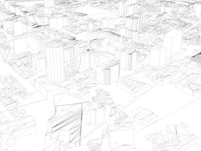 Urban highrise building building ancillary building commercial 3D model 14