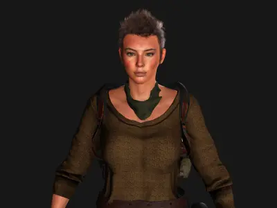 AAA 3D APOCALYPTIC FEMALE 03 - REALISTIC GAME READY CHARACTER Low-poly 3D model