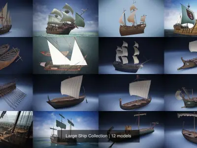 Large Ship Collection 3D Model Pack