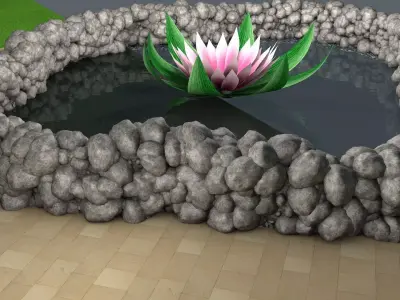 Water Lily Low-poly 3D model