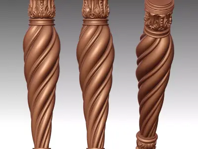 Table leg- wood carving  3D model