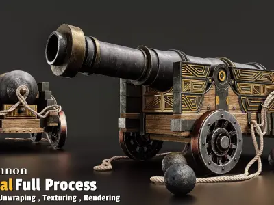 Old Cannon Low-poly 3D model from CGTrader