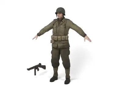 Allied soldier Low-poly 3D model