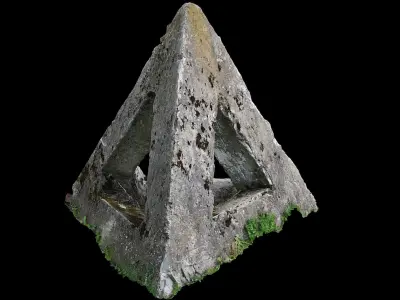 soviet concrete antitank barrier photogrammetry Low-poly 3D model