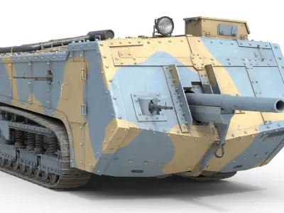Saint Chamond Heavy Tank Low-poly 3D model
