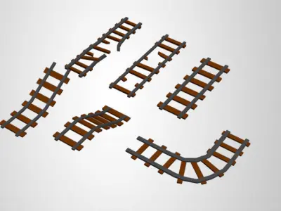 Low Poly Train Rails Low-poly 3D model