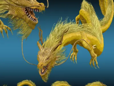 Golden Chinese Dragon 3D model