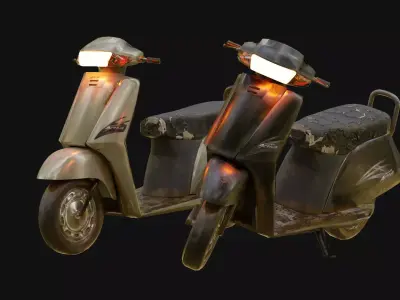 Moped Scooter Activa 3D Model   Low-poly 3D model