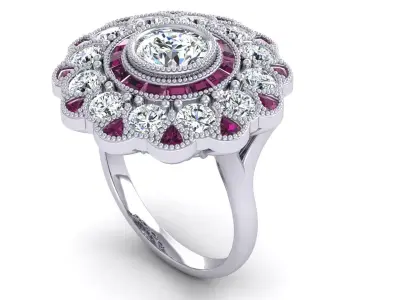 Antique Flower Ring 3D print model