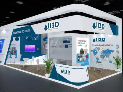 Exhibition Stand Stall Two Side Open 11X5 3D model