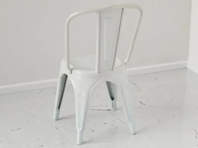 Modern Industrial White Metal Dining Chair 3D model
