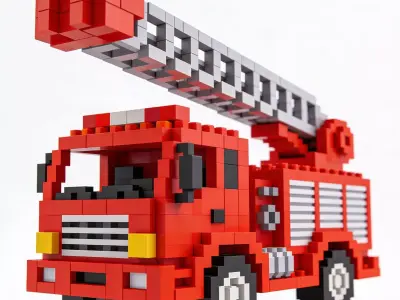 Voxel RC Fire Truck 3D Model Low-poly 3D model