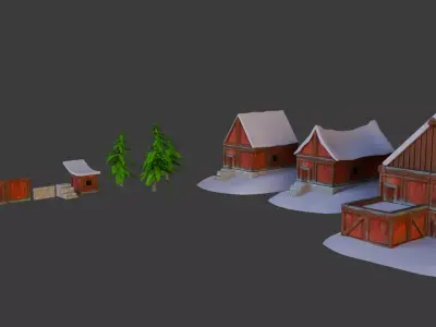 Winter Castle Village 3D model buy