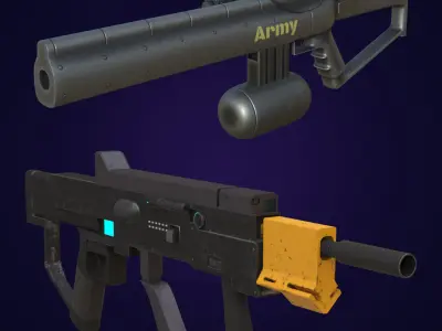 Sci-fi Guns  Free low-poly 3D model
