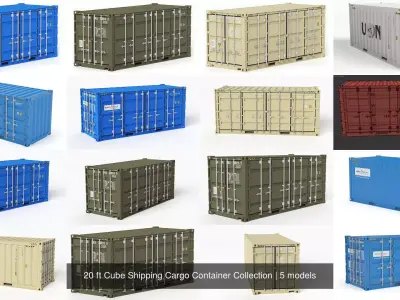 20 ft Cube Shipping Cargo Container Collection 3D Model Pack