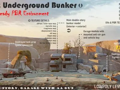 Battle Map Level Game Ready Low-poly 3D model