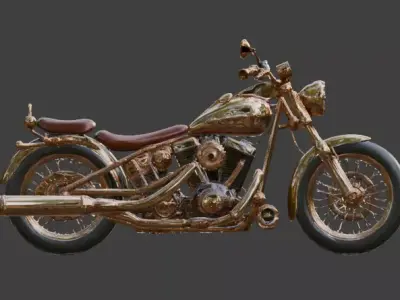Steampunk Custom Cruiser Motorcycle 3D Model Low-poly 3D model