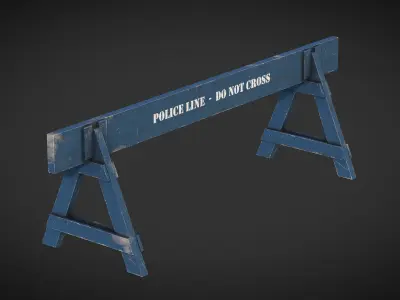 Police Barrier Wooden Low-poly 3D model