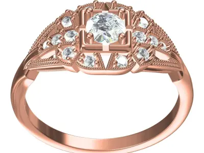 Antique Art Deco Vintage Ring 2 3D print model