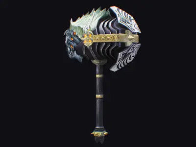 Hammer Mace Maul Bludgeon Mallet Breaker Sledgehammer Melee Low-poly 3D model buy