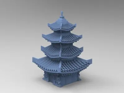 Stylized Chinese tower 3D model
