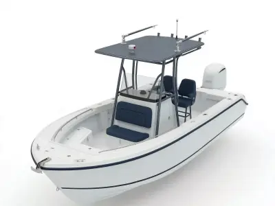 Modern Center Console Fishing Boat Low-poly 3D model
