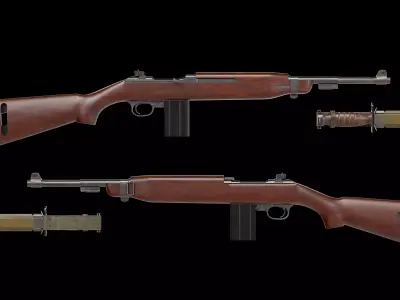 M1 Carbine semi-automatic rifle Low-poly 3D model