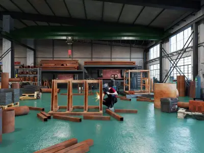 Industrial Workshop Welding Factory Interior PBR Game Ready Low-poly 3D model