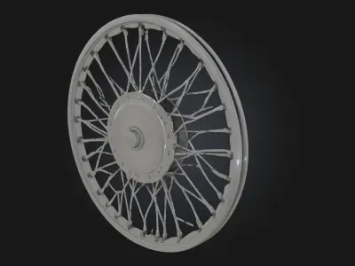 Vintage Wire Wheel  Classic Spoked Rim 3D model