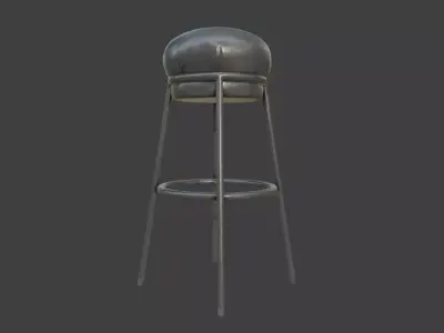 Black Leather Bar Stool Low-poly 3D model
