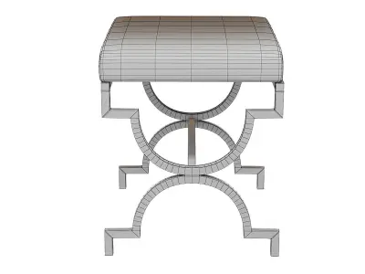 Cream Bench Textile with Metal Low-poly 3D model