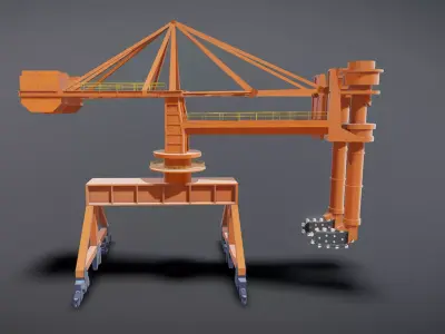 Port transportation crane animation 3D model