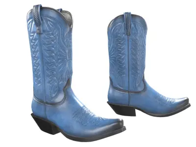 Blue Western Boots 3D model