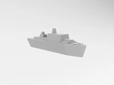 Cartoon Simple Warship v1 002 Low-poly 3D model