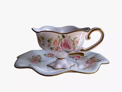 Antique Cup of Tea Low-poly 3D model