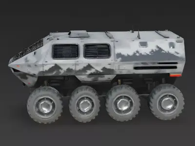 Heavy Armored 6x6 Mountain SUV 3D Model Low-poly 3D model