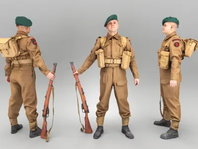 Soldier with gun 397 Low-poly 3D model