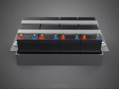 BATTERY PACK ENCLOSURE STACK RACK GRID ARRAY TRAY BRACKET MOUNT 3D model