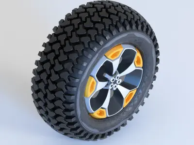 Offroad Tire Wheel Design Rim2 Low-poly 3D model