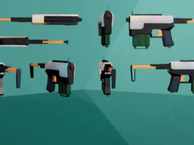 Simple cartoon gun Low-poly 3D model