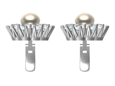 Antique Pearl and Diamond Cluster Hoop Earring 3D print model