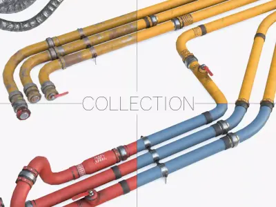 Modular Pipes - Industrial Painted Collection 3D Model Pack