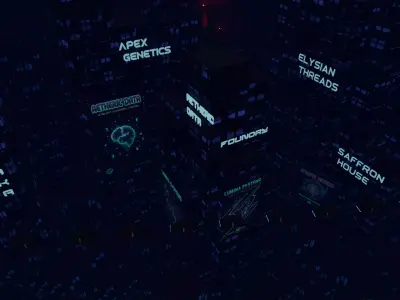 cyberpunk styled high rise city 3D model
