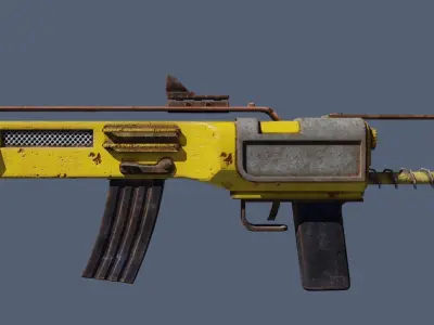 Gun - Weapon - Apocalyptic - SMG - Rifle - Rust - Old Low-poly 3D model