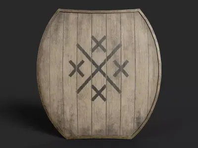 Slavic hybrid shield-painted black crosses symbol Low-poly 3D model