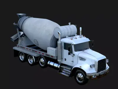 Concrete Mixing Truck 3D Model Realistic Rendered With Textured Low-poly 3D model